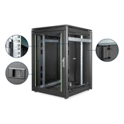 DIGITUS Rack Unique 19" 22U 1164x800x800mm üvegajtós fekete álló rack szekrény
