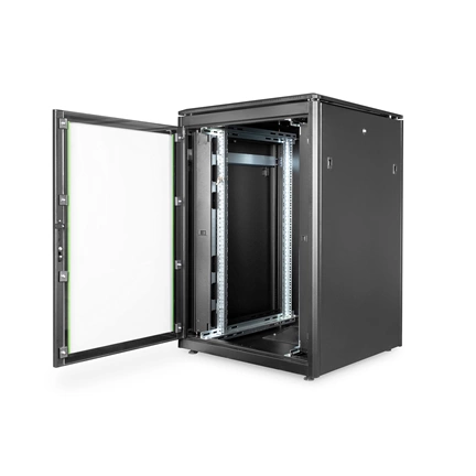 DIGITUS Rack Unique 19" 22U 1164x800x800mm üvegajtós fekete álló rack szekrény