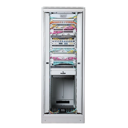 DIGITUS Rack Unique 19" 42U 2053x800x800mm üvegajtós szürke álló rack szekrény