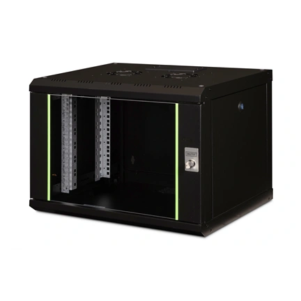 DIGITUS Rack Unique 19" 7U 420x600x450mm üvegajtós fekete fali rack szekrény