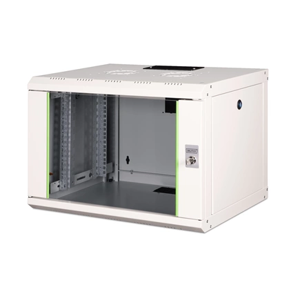 DIGITUS Rack Unique 19" 7U 420x600x450mm üvegajtós szürke fali rack szekrény
