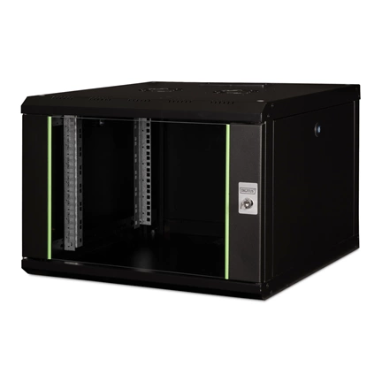 DIGITUS Rack Unique 19" 7U 420x600x600mm üvegajtós fekete fali rack szekrény