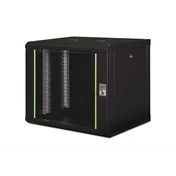 DIGITUS Rack Unique 19" 9U 509x600x450mm üvegajtós fekete fali rack szekrény