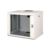 DIGITUS Rack Unique 19" 9U 509x600x450mm üvegajtós szürke fali rack szekrény
