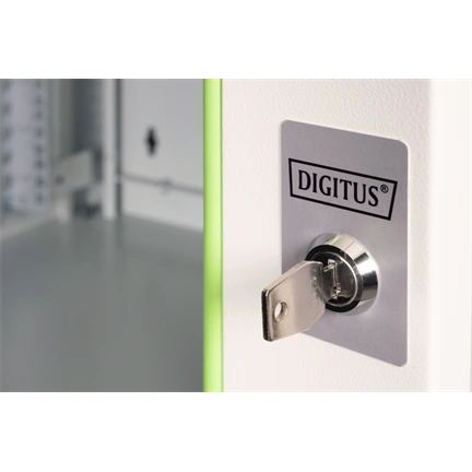 DIGITUS Rack Unique 19" 9U 509x600x450mm üvegajtós szürke fali rack szekrény