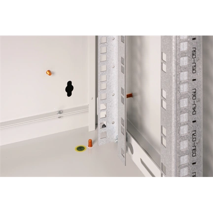 DIGITUS Rack Unique 19" 9U 509x600x450mm üvegajtós szürke fali rack szekrény