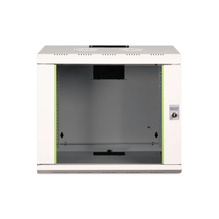 DIGITUS Rack Unique 19" 9U 509x600x450mm üvegajtós szürke fali rack szekrény