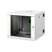 DIGITUS Rack Unique 19" 9U 509x600x600mm kétrészes üvegajtós szürke fali rack szekrény