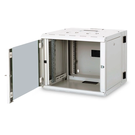 DIGITUS Rack Unique 19" 9U 509x600x600mm kétrészes üvegajtós szürke fali rack szekrény