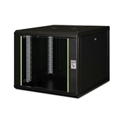 DIGITUS Rack Unique 19" 9U 509x600x600mm üvegajtós fekete fali rack szekrény