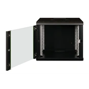 DIGITUS Rack Unique 19" 9U 509x600x600mm üvegajtós fekete fali rack szekrény