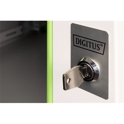 DIGITUS Rack Unique 19" 9U 509x600x600mm üvegajtós szürke fali rack szekrény