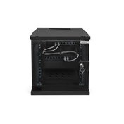 DIGITUS SOHO PRO 10" 6U 325x315 x300mm üvegajtós fekete fali rack szekrény