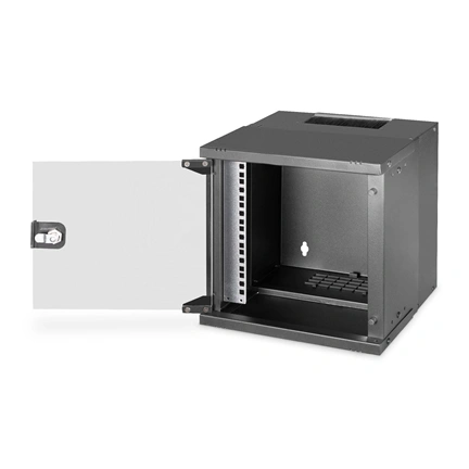 DIGITUS SOHO PRO 10" 6U 325x315 x300mm üvegajtós fekete fali rack szekrény