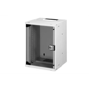 DIGITUS SOHO PRO 10" 9U 254x315x300mm üvegajtós szürke fali rack szekrény