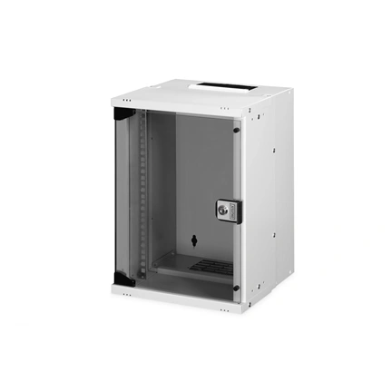 DIGITUS SOHO PRO 10" 9U 254x315x300mm üvegajtós szürke fali rack szekrény