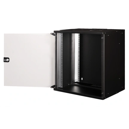 DIGITUS SOHO PRO 19" 12U 595x540x400mm üvegajtós fekete fali rack szekrény