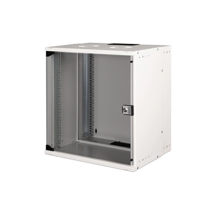 DIGITUS SOHO PRO 19" 12U 595x540x400mm üvegajtós szürke fali rack szekrény