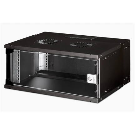 DIGITUS SOHO PRO 19" 4U 240x540x400mm üvegajtós fekete fali rack szekrény