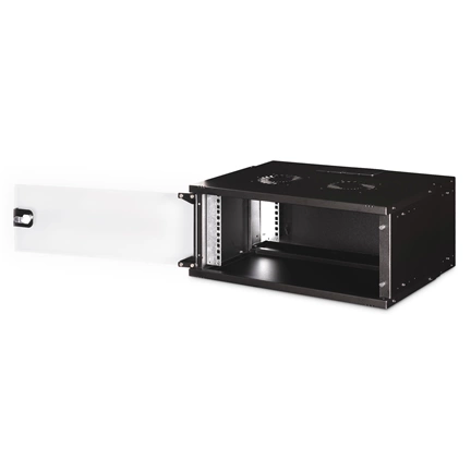 DIGITUS SOHO PRO 19" 4U 240x540x400mm üvegajtós fekete fali rack szekrény
