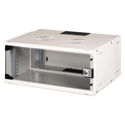DIGITUS SOHO PRO 19" 4U 240x540x400mm üvegajtós szürke fali rack szekrény