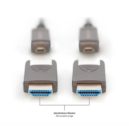 DIGITUS UHD 4K 120Hz aranyozott 2.0b kivehető csatlakozóval AOC optikai HDMI kábel 10m