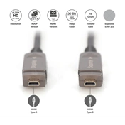 DIGITUS UHD 4K 120Hz aranyozott 2.0b kivehető csatlakozóval AOC optikai HDMI kábel 10m