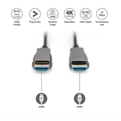 DIGITUS UHD 4K 3D 120Hz aranyozott 2.0b AOC optikai HDMI kábel 10m