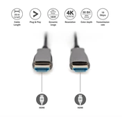 DIGITUS UHD 4K 3D 120Hz aranyozott 2.0b AOC optikai HDMI kábel 20m