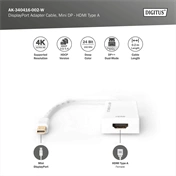 DIGITUS UHD 4K 3D Dual-Mode aktív mini DisplayPort - HDMI type A 2.0 Adapter 0,2m