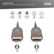 DIGITUS UHD 8K 120Hz aranyozott 1.4 AOC optikai DisplayPort kábel 20m