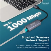 DIGITUS vezetékes USB 3.0 Gigabit Ethernet Adapter