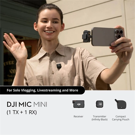 DJI Mic Mini vezeték nélküli mikrofonrendszer (1 jeladó + 1 vevőegység)