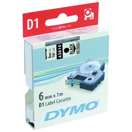 DYMO címke LM D1 alap 6mm fekete/átlátszó