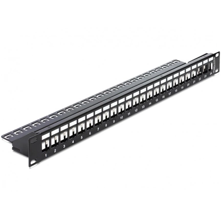Delock 19” Keystone Patch Panel 24 Port with strain relief