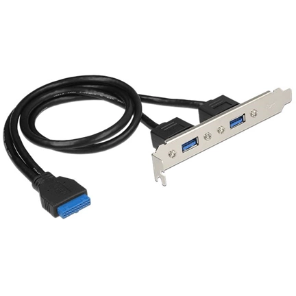 Delock 1x 19tűs USB3.0 belső csatl. hüvely > 2x USB3.0 A típusú külső csatl. hüvely (84836)
