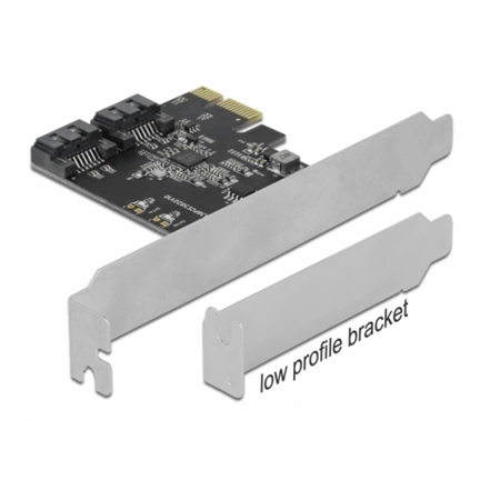Delock 2 portos SATA PCI Express x1 Kártya - alacsony profilú formatényező