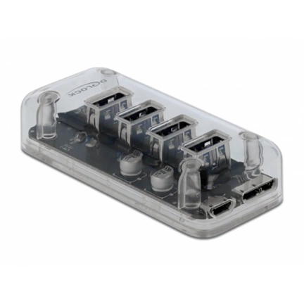 Delock 4-portos USB3.0 hub átlátszó
