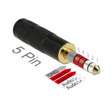Delock 4,4 mm-es, 5 tűs sztereó jack apa – 2,5 mm-es, 4 tűs sztereó jack anya átalakító