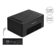 Delock 64187 USB kettős dokkolóállomás 2db SATA HDD/SSD-hez klónozó és törlő funkcióval Delock 64187 USB kettős dokkolóállomás 2db SATA HDD/SSD-hez klónozó és törlő funkcióval