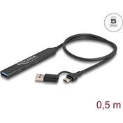 Delock 64272 USB 5Gbps hub 3db Type-C, 1db Type-A porttal, és Type-C/Type-A kábellel