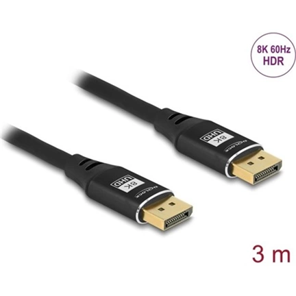 Delock 80622 DisplayPort kábel 8K 60Hz fém 3m fekete