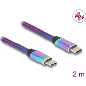 Delock 81116 USB 2.0 Type-C kábel fémköpennyel, PD 3.0 60W, színjátszó, 2m