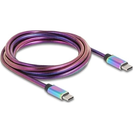 Delock 81116 USB 2.0 Type-C kábel fémköpennyel, PD 3.0 60W, színjátszó, 2m