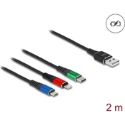 Delock 90156 USB 3-in-1 töltőkábel Type-A - Lightning / USB Micro-B / USB Type-C, 2m, 3 színű