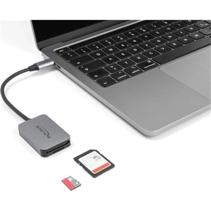 Delock 91009 USB Type-C kártyaolvasó alumíniumházban SD vagy Micro SD memóriakártyákhoz
