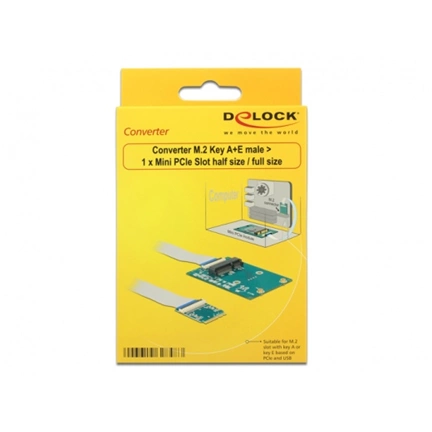 Delock Adapter M.2 Key A+E male > Mini PCI-E