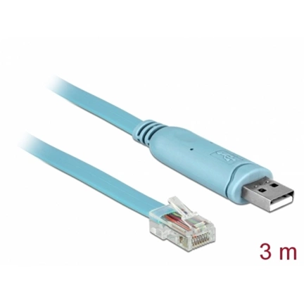 Delock Adapter USB 2.0 A-típusú apa > 1 x soros RS-232 RJ45 apa 3,0 m kék