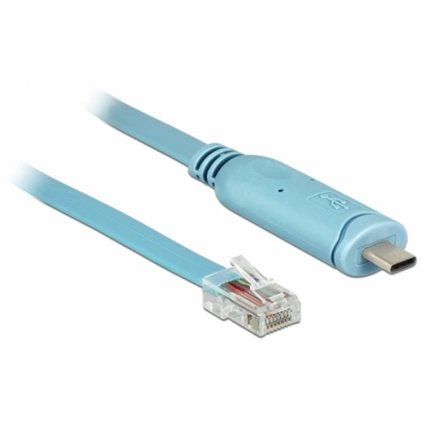 Delock Adapter USB 2.0 C-típusú apa > 1 x soros RS-232 RJ45 apa 3,0 m kék