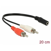 Delock Audio (Hang)kábel 2 x RCA apa – 1 x 3,5 mm 3 tűs Sztereo Jack 20 cm